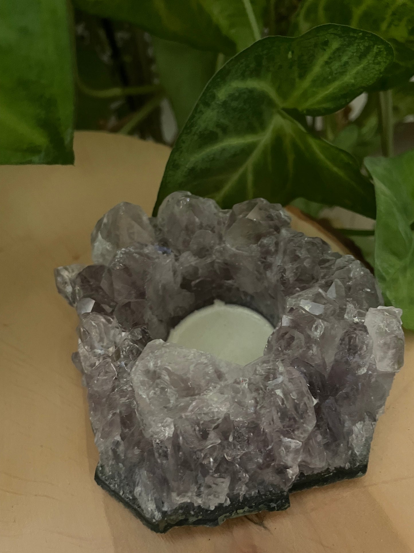 Amethyst tea light holder
