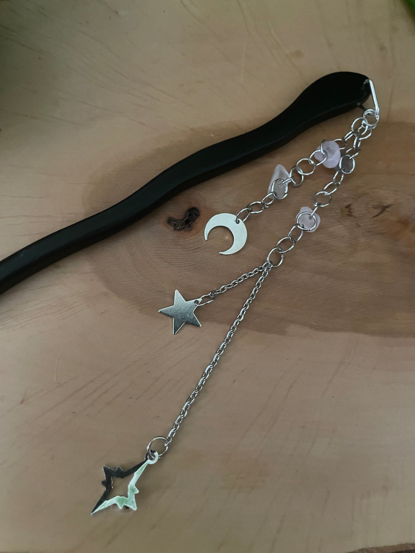 Rose Quartz hair stick hand crafted