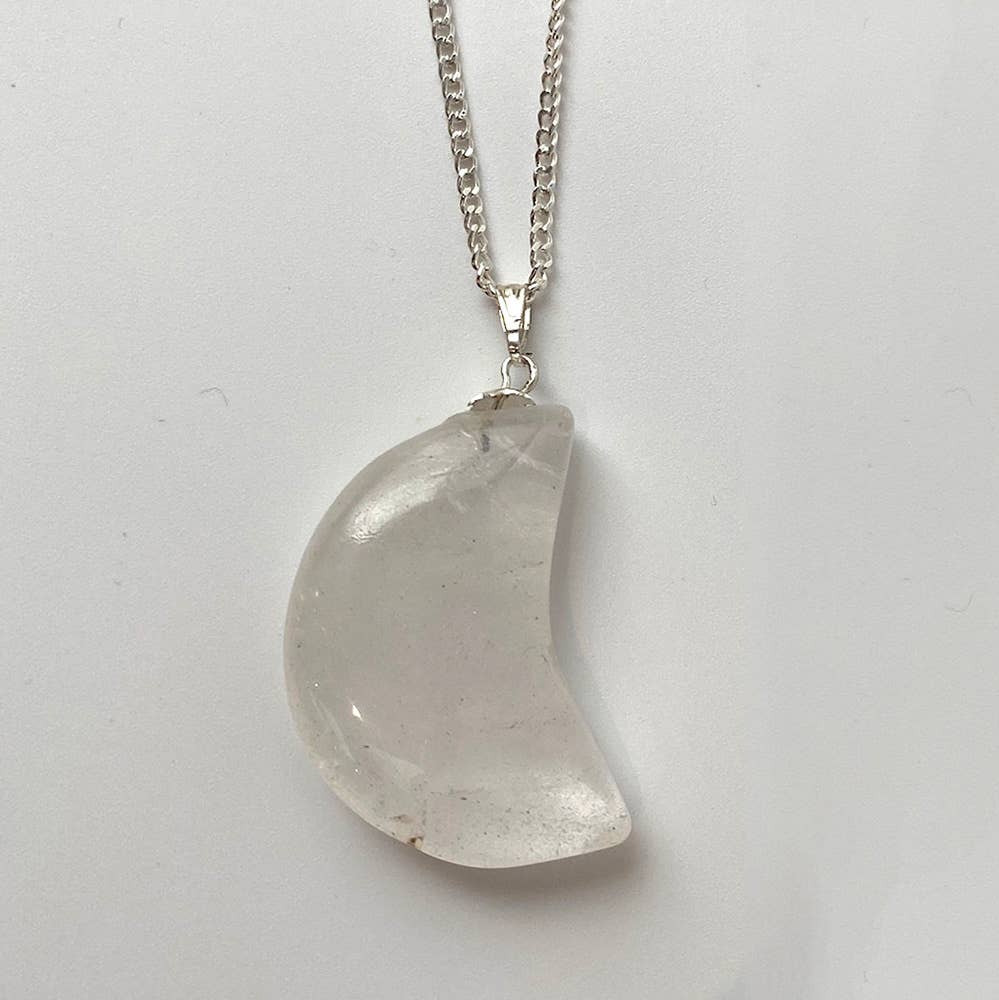 Crescent Shaped Clear Quartz Pendant