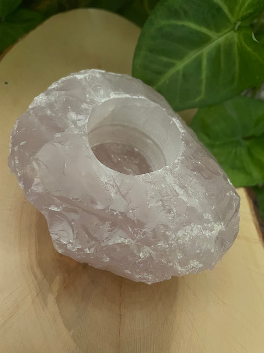 Rose quartz tea light holder