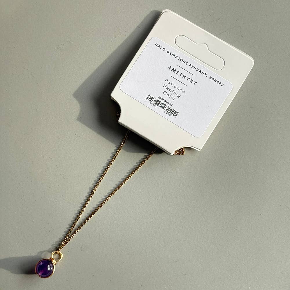 Halo Gemstone Pendant: Amethyst / Sphere