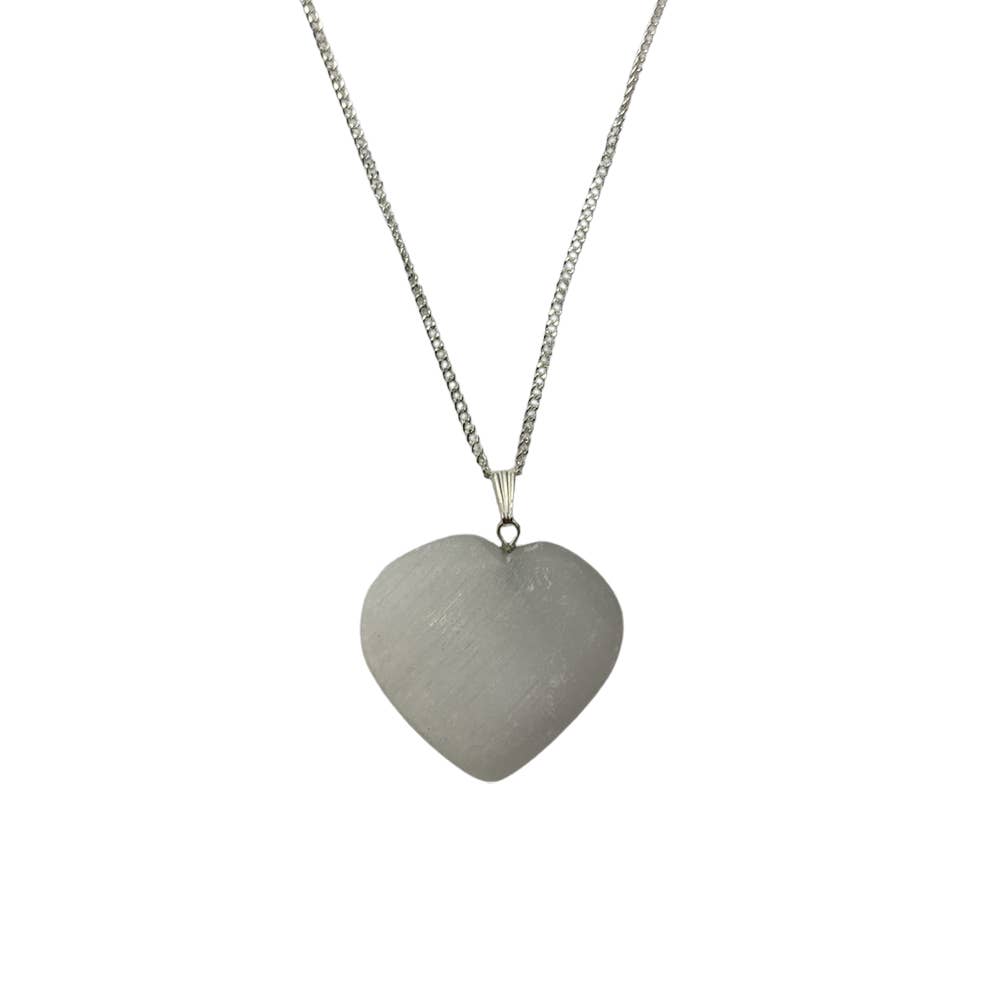 Selenite Crystal Heart Pendant
