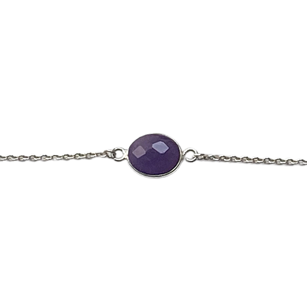 Silver-Plated Amethyst Chain Bracelet