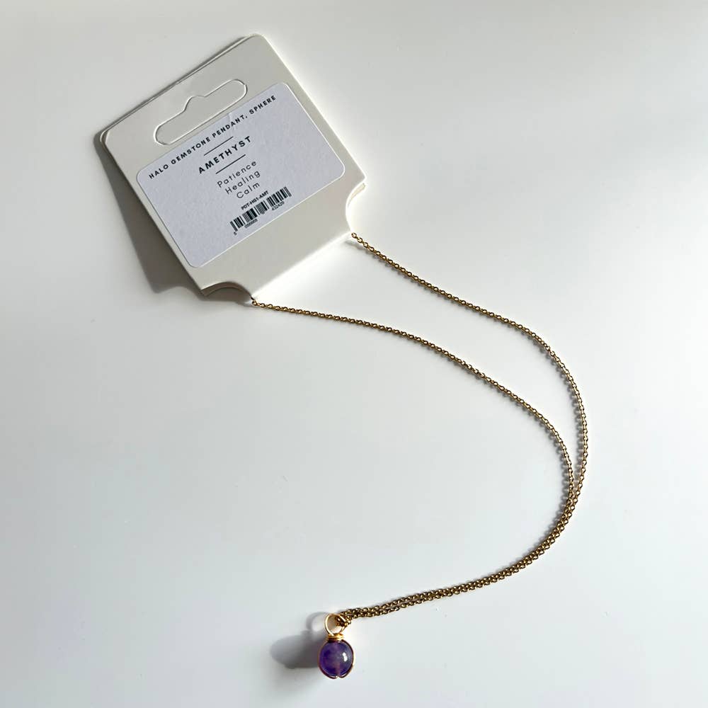 Halo Gemstone Pendant: Amethyst / Sphere