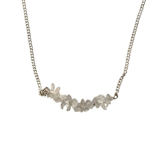 Silver Chain Chips Pendant: Clear Quartz