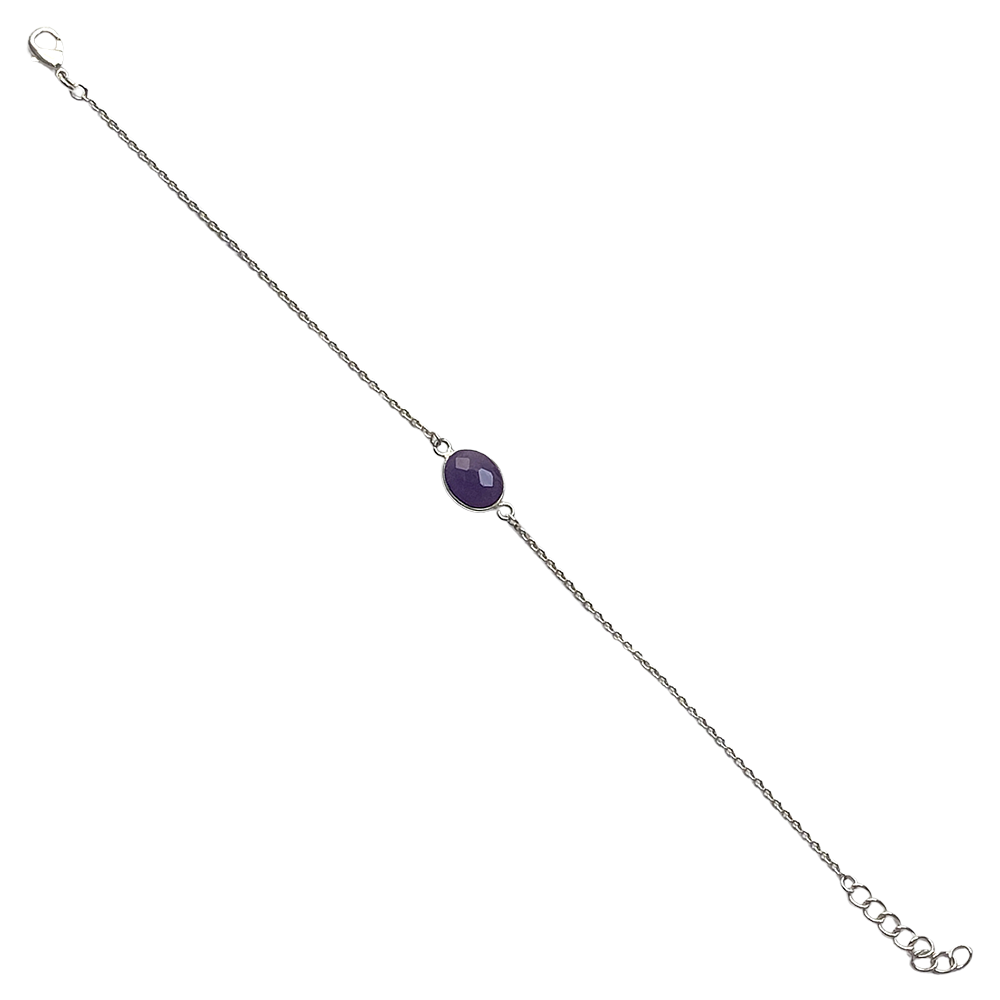 Silver-Plated Amethyst Chain Bracelet
