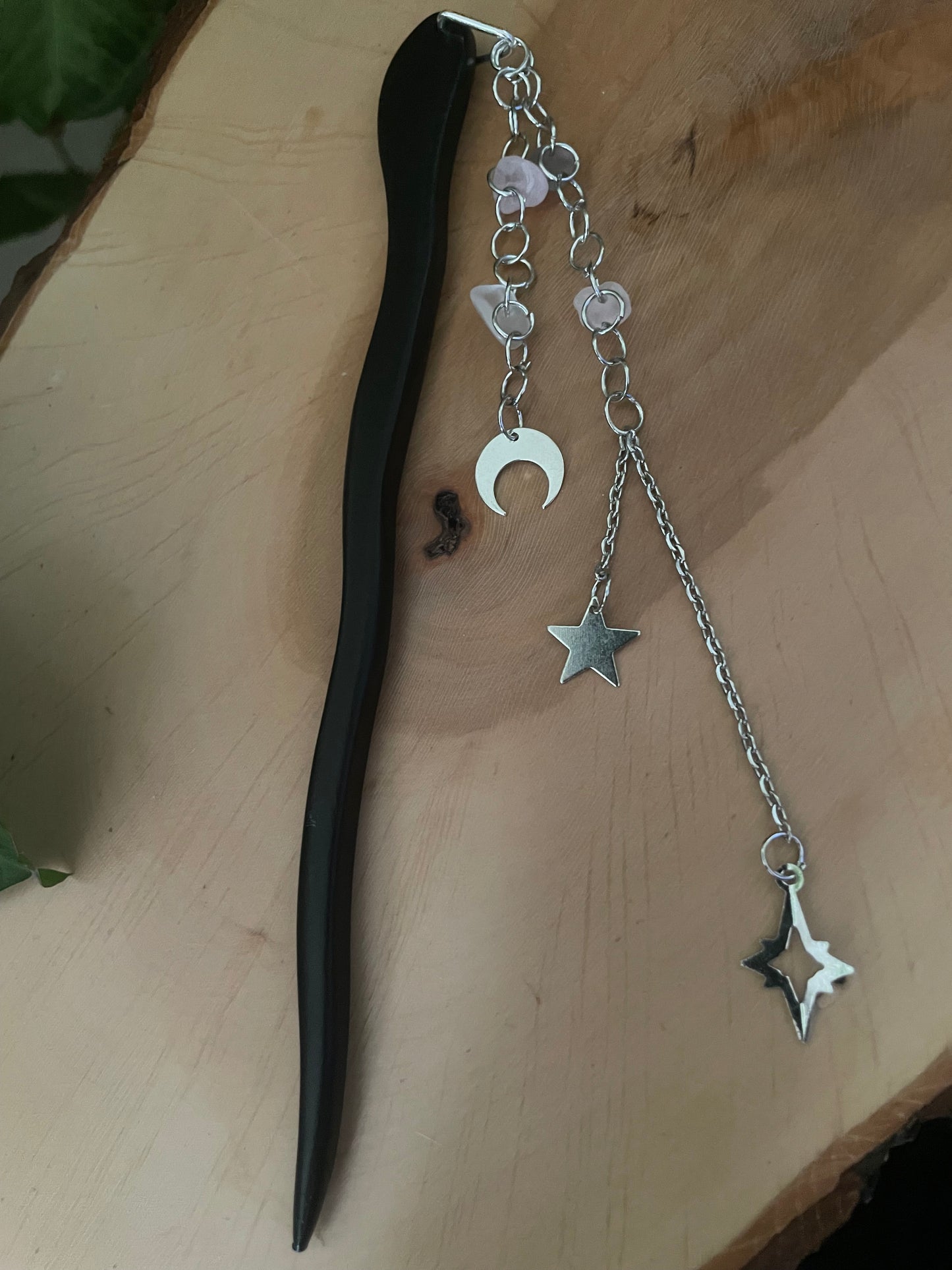 Rose Quartz hair stick hand crafted