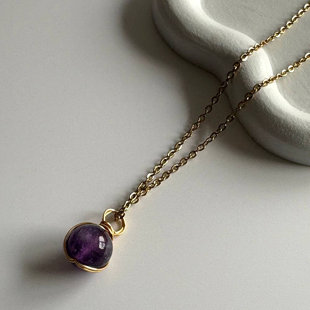 Halo Gemstone Pendant: Amethyst / Sphere