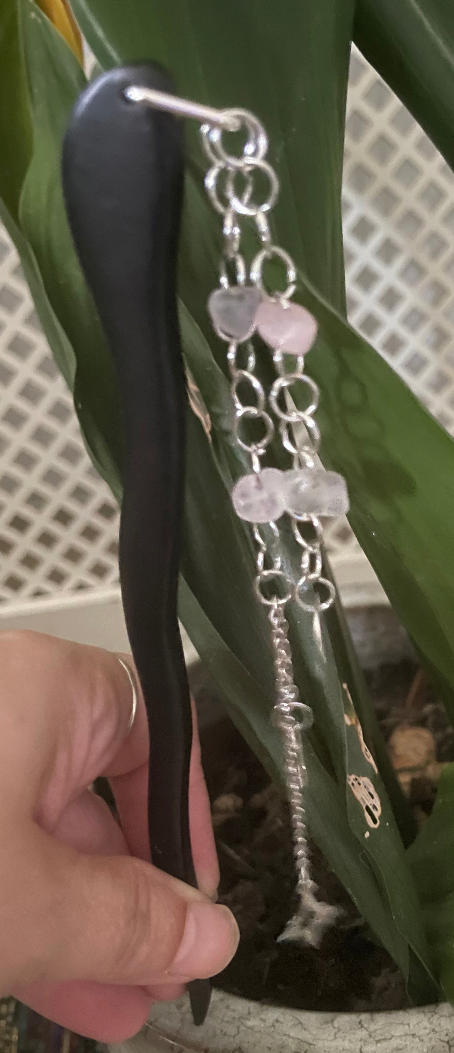 Rose Quartz hair stick hand crafted