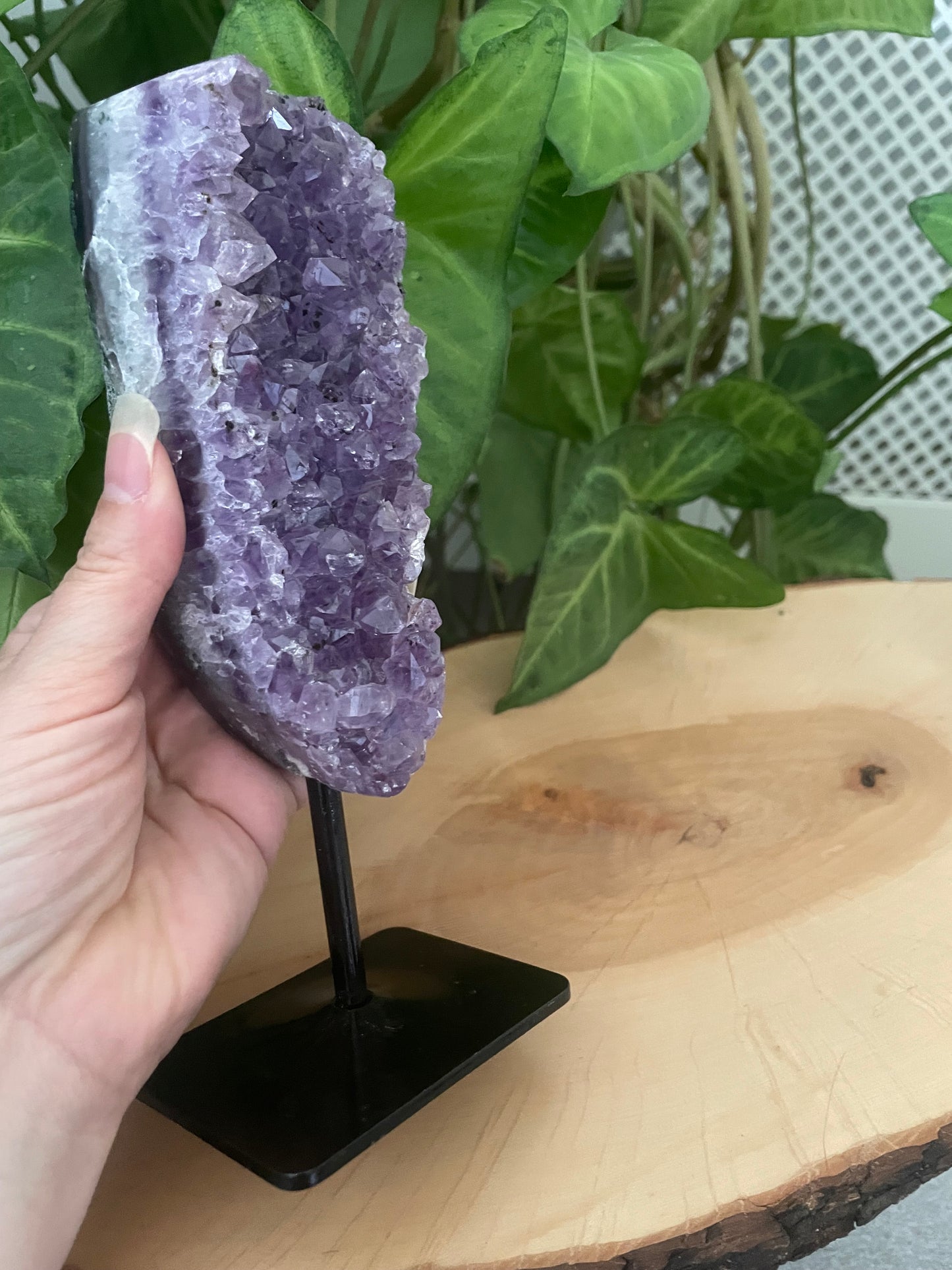 Brazilian Amethyst on Stand - H 19.8cm, W4.5cm - 640g