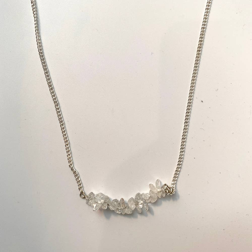 Silver Chain Chips Pendant: Clear Quartz